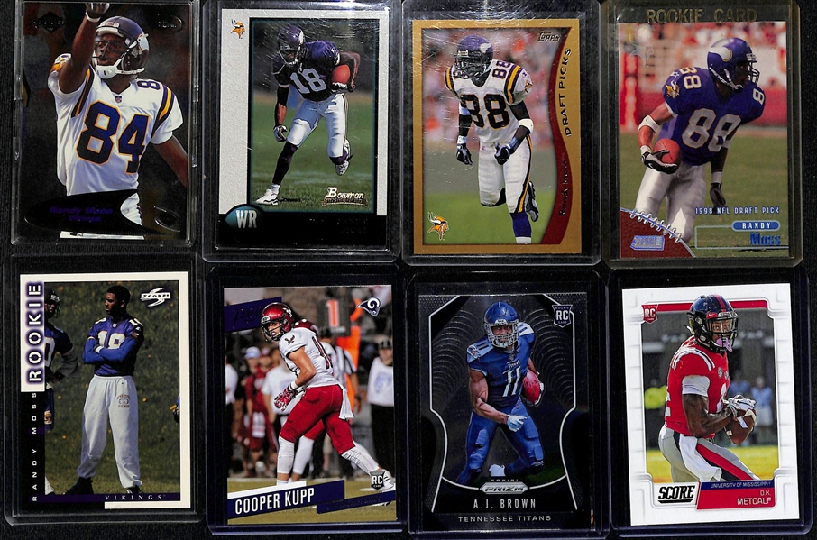 Lot of (60+) Football Rookie Cards w. (5) Randy Moss, Cooper Kupp, A.J. Brown and Many More